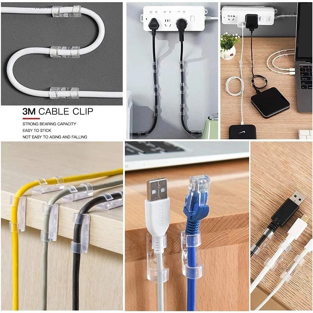 16/20pcs Cable Organizer Clips Cable Management Wire Manager Cord Holder USB Charging Data Line Bobbin Winder Wall Mounted Hook Viralgem Store