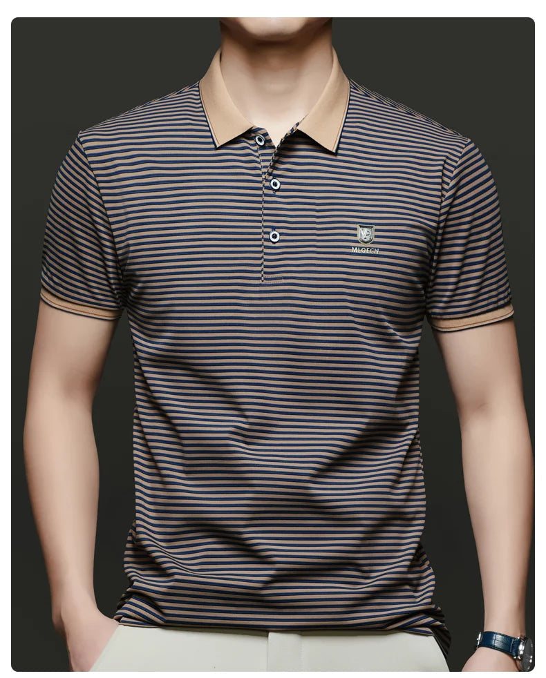 Top Grade 2025 Summer Brand Designer Polo Shirts For Men Summer Stripped Slim Fit Short Sleeve Casual Tops Fashions Men Clothes Viralgem Store