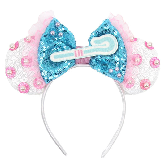 2024 NEWEST Disney Bo Peep 3.3"Ears Headband For Girls 5" Sequins Bow Hairband Festival Party Cosplay DIY Hair Accessories