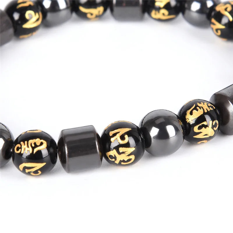 1PC Magnetic Therapy Bracelet Beads Hematite Stone Health Care Weight Loss Jewelry Magnet Mantra Natural Stone Bracelet