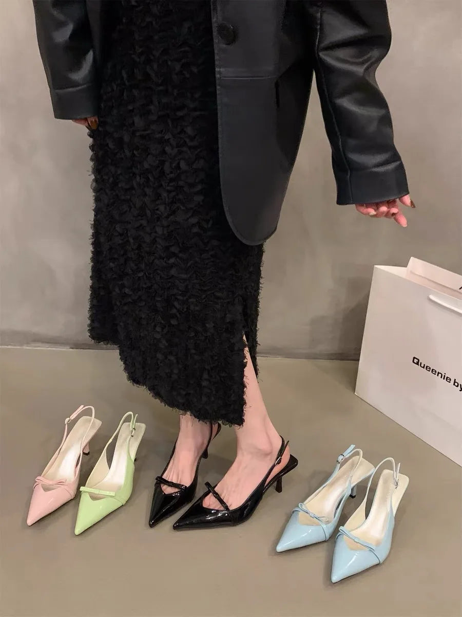 2024 Summer New Women's Shoes Fashion Light Smooth Monochrome Pointed Women's Sandals Thin High Heels Dress Sexy High Heels