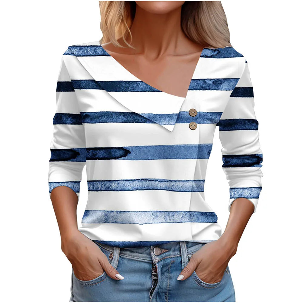 T Shirt For Women Fashion Long Sleeve Top White Floral Print Shirts And Blouses Autumn Winter Clothes For Women 2024 Viralgem Store