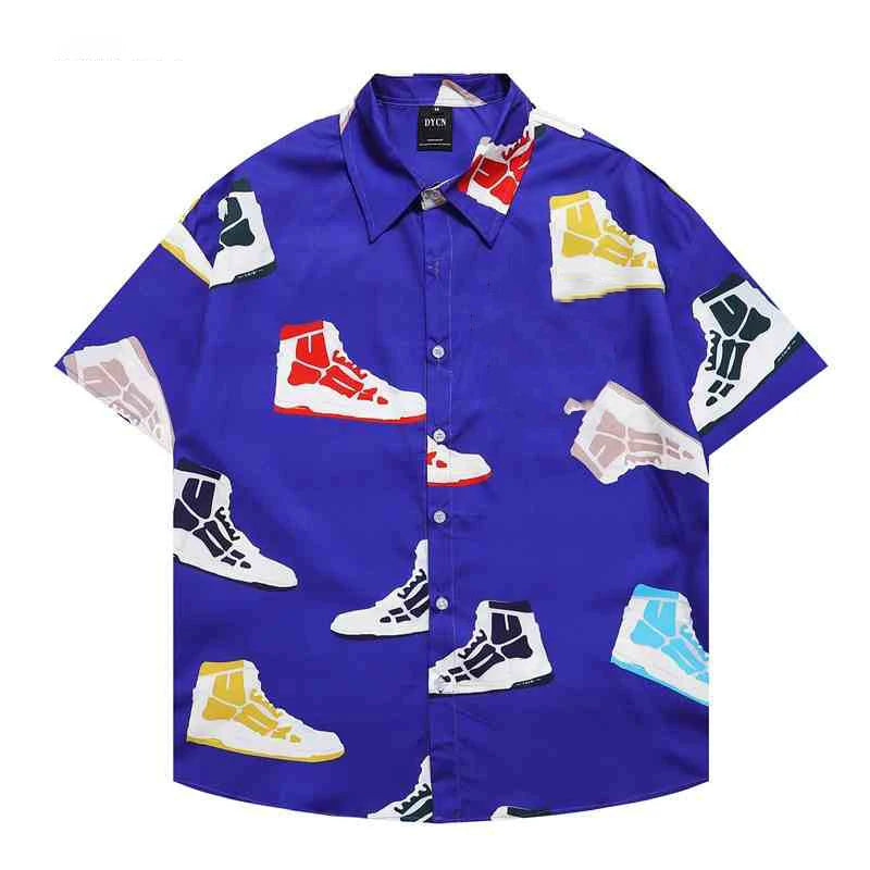 2025 New Fashion Summer Hawaiian Shirts Men's Holiday Casual Chinese style Print Graphic T-shirt Men Clothing Lapel Short Sleeve