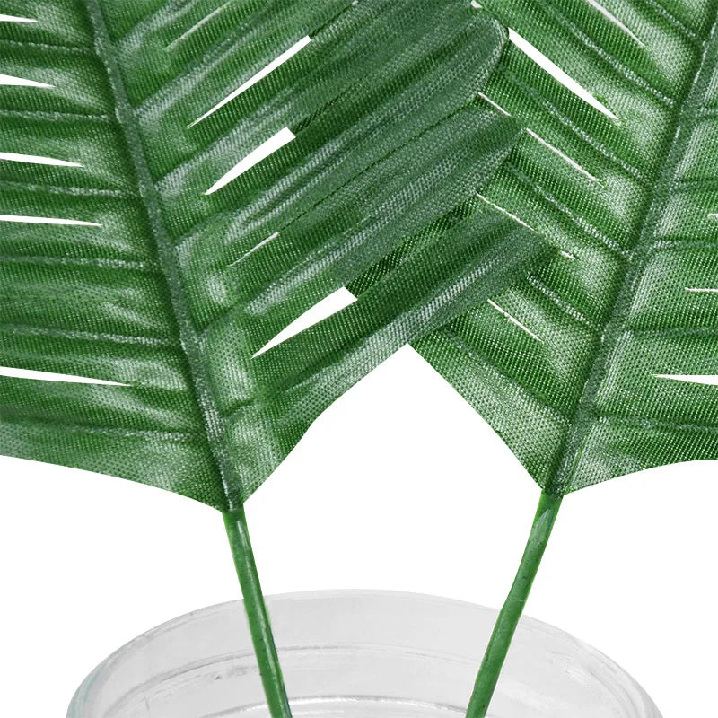 10/20pcs Artificial Green Palm Leaves Tropical Monstera Silk Turtle Leaves for Hawaiian Luau Beach Wedding Party Home Decoration