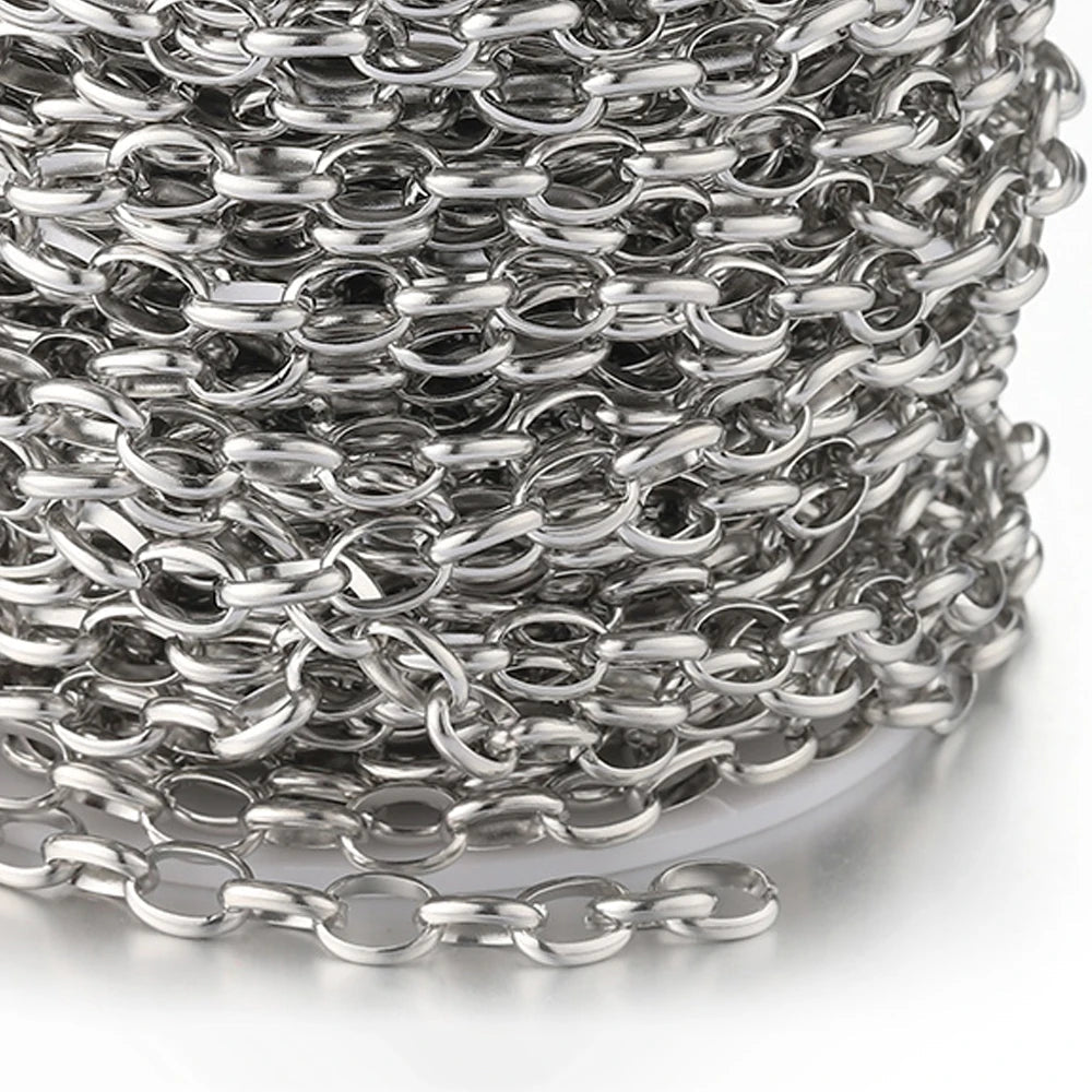 1M Stainless Steel Big Oval Cross Small Circle Link Chains Heavy Chunky Punk Chain DIY Jewelry Making Supplies Necklace Bracelet Viralgem Store