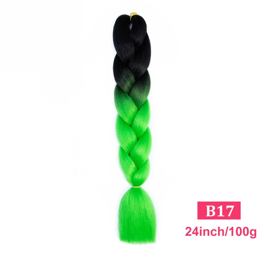 24inch Synthetic Long Braiding Hair Pre Strethced Colorful Ombre Brown Blonde Crochet Jumbo Braids Hair Extensions For Women