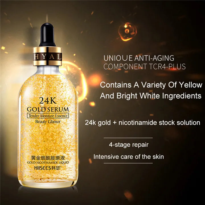 24K Gold Facail Essence Oil Hyaluronic Acid Moisturizer Serum Brightening Day Creams Anti Aging Skin Care 30/100ML
