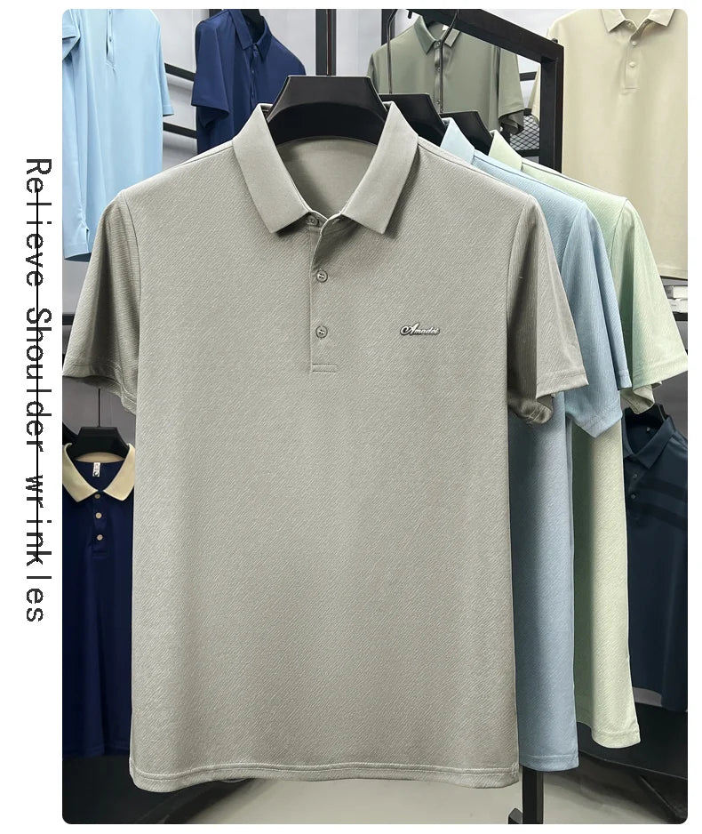 Top Grade Designer Brand Polo Shirt Men Summer New High Short Sleeve Regular Solid Casual Tops Fashions Mens Clothes 2025 Viralgem Store