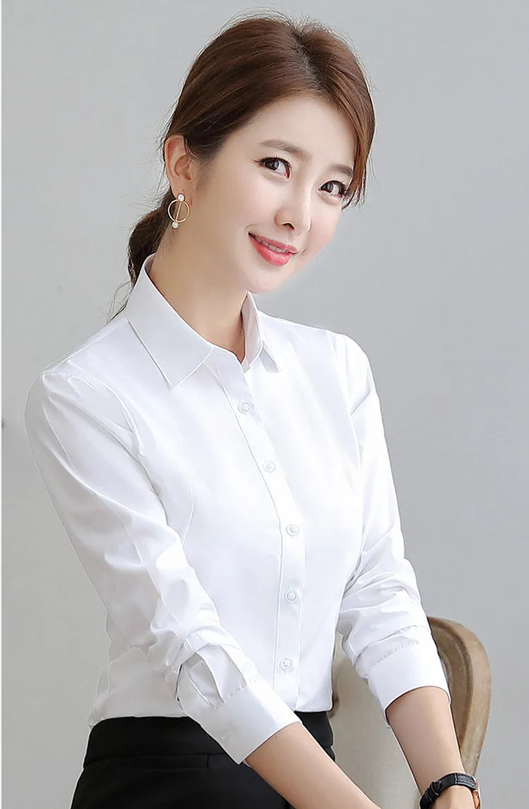 White Shirt Woman 6XL Plus Size Blouse Office Lady Pink Shirt Long Sleeve Women Shirts and Blouss Korean Fashion New Ladies Tops