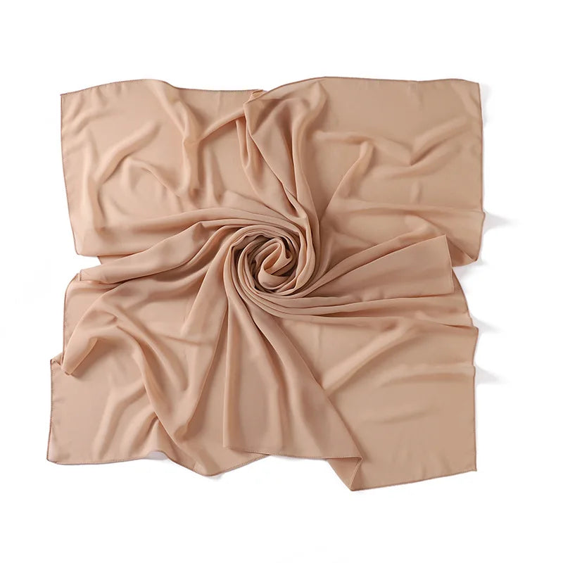 90*90CM Headwrap Heavy Chiffon Square Scarf Muslim Hijabs Women Underscarf Fashion Casual Plain Color Hijab