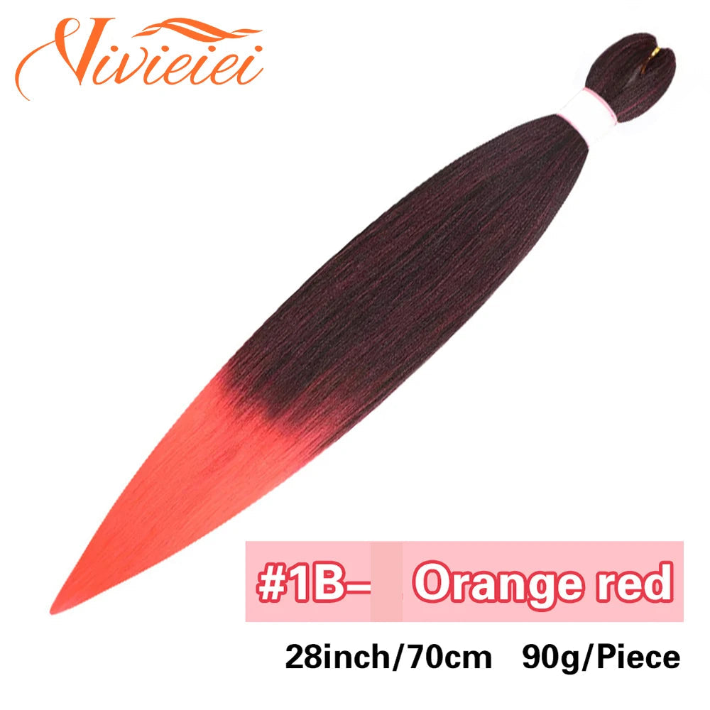 Synthetic Jumbo Braids Hair Extensions 28 Inch Braiding Hair Pre Stretched Orange Green White Blue Red Pink Purple Braids Viralgem Store