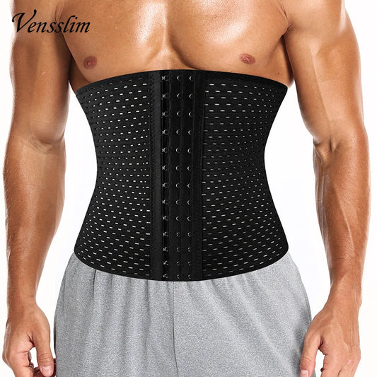 Vensslim Men Slimming Body Shaper Belt Weight Loss Tummy Control Strap Hooks Waist Trainer Workout Fitness Compression Corset Viralgem Store