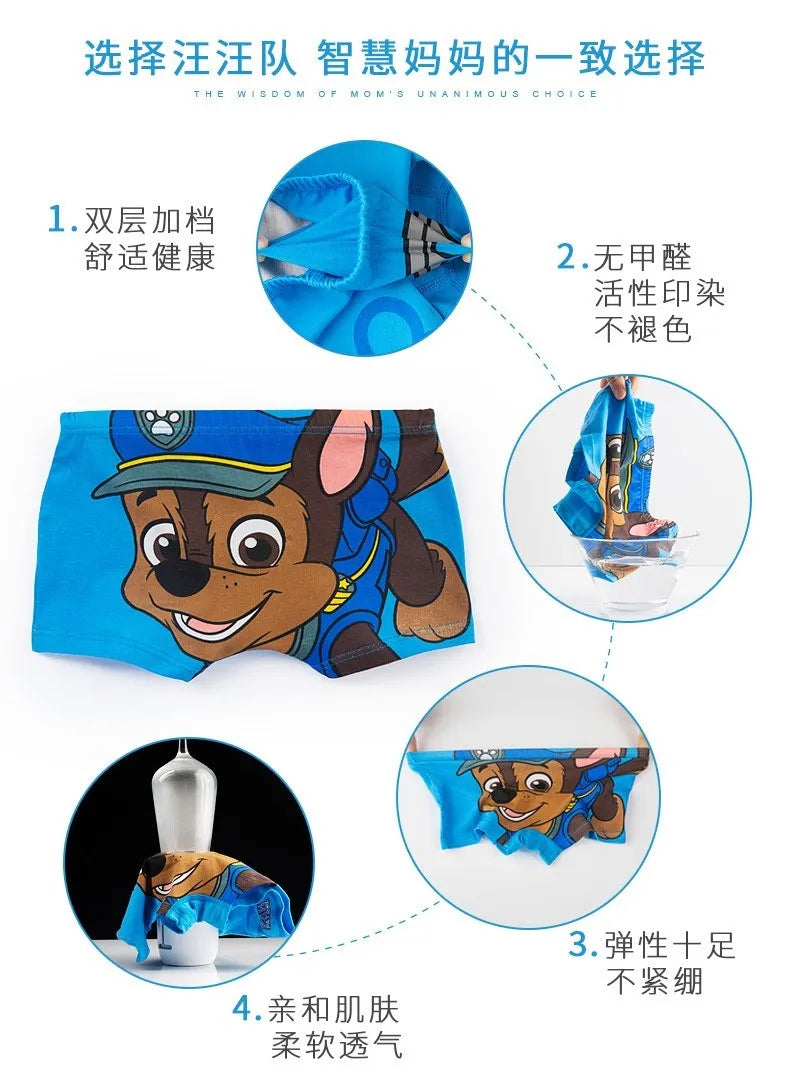 4PCS Original PAW Patrol Cute Boy Underpants Chase Marshall Rocky Rubble Healthy Cotton Boxers Underwear for Children Gifts