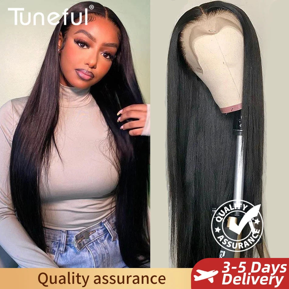 Tuneful 13x6 Lace Frontal Human Hair Wigs Straight 30 Inch Pre Plucked HD Lace Front Human Hair Wigs Glueless Wigs Ready To Wear Viralgem Store