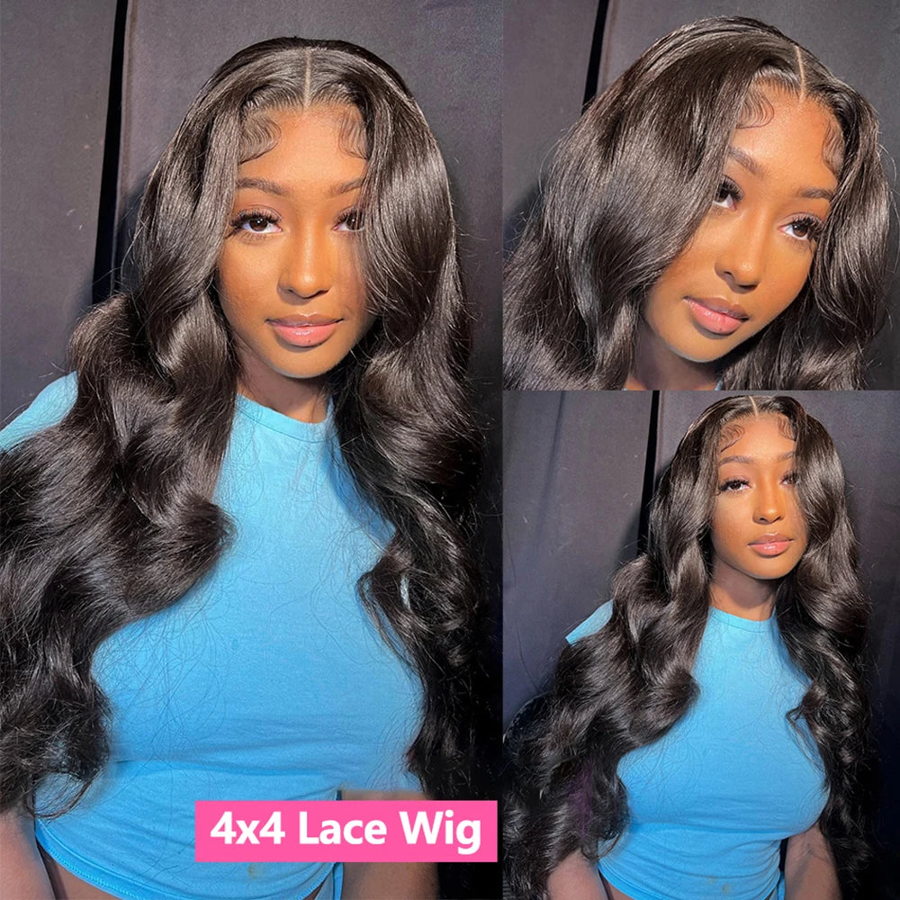 13x4 13X6 Body Wave Transparent Lace Front Wig Bling Hair HD Frontal Wig 180% Density Human Hair 4x4 Lace Closure Wigs For Women