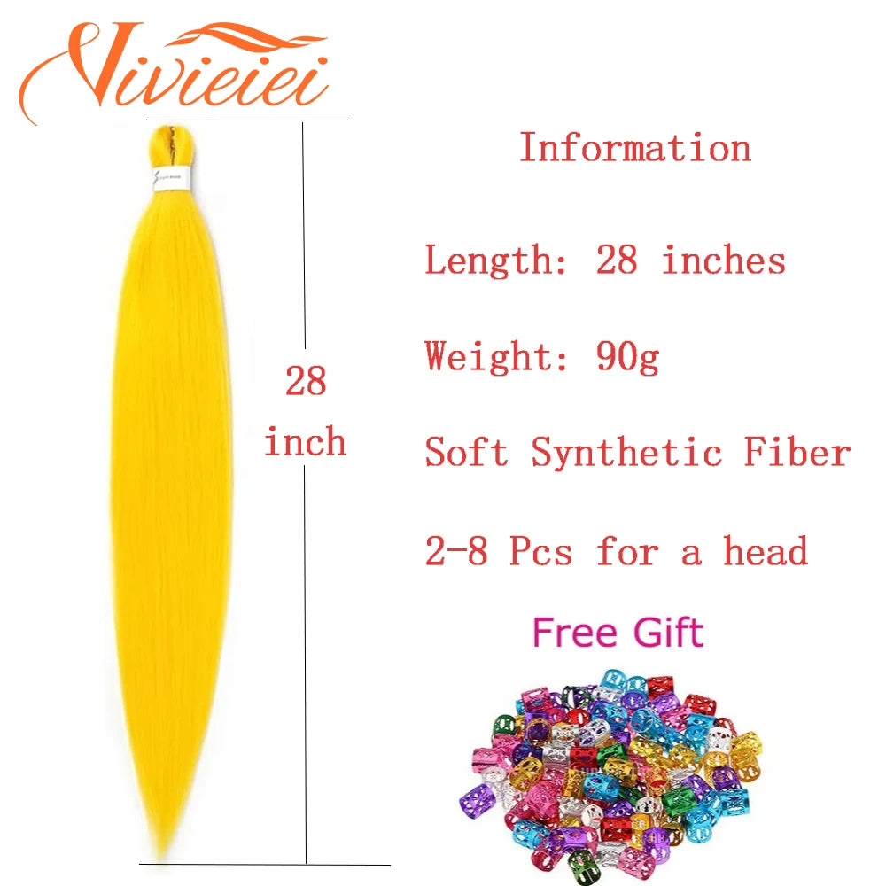 Synthetic Jumbo Braids Hair Extensions 28 Inch Braiding Hair Pre Stretched Orange Green White Blue Red Pink Purple Braids Viralgem Store