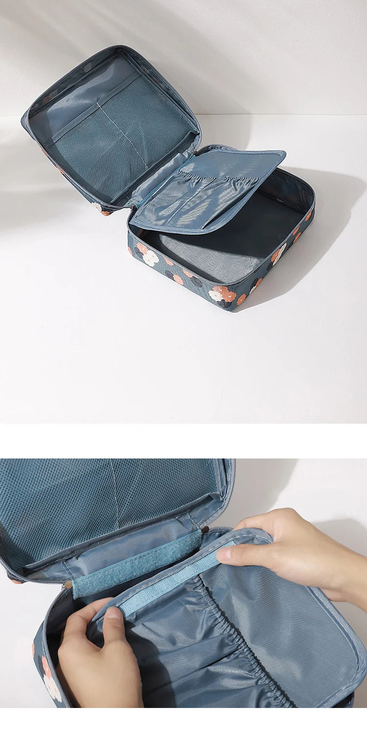 Travel Organizer Women Portable Toiletries Organizer Cosmetic Bag Girls Multiple Compartments Waterproof Make Up Storage