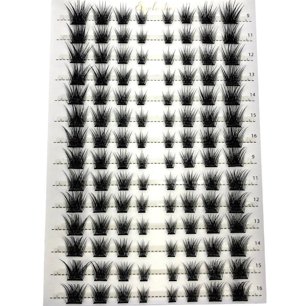 14rows Individual 3D Fluffy False Eyelashes Single Cluster Eyelash Extension Segmented Natural Mink Fox Eye Effect Makeup Lashes