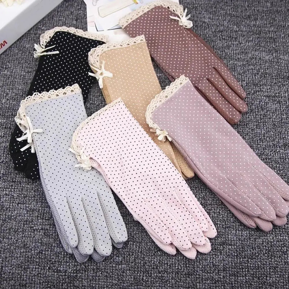 1 Pair Summer Gloves Driving Riding Mittens Dot Full Finger Gloves Non-Fading Sunscreen Gloves Viralgem Store