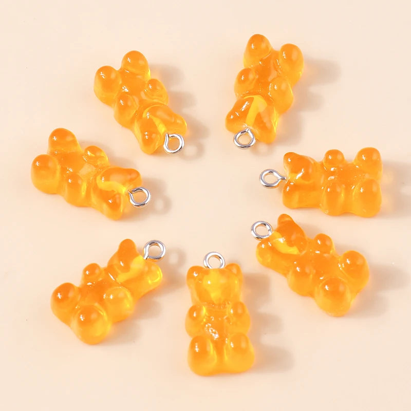 30colors 10pcs 22X11mm Candy Color Gummy Mini Bear Charms for Making Cute Earrings Pendant Necklace DIY Creative Jewelry Finding