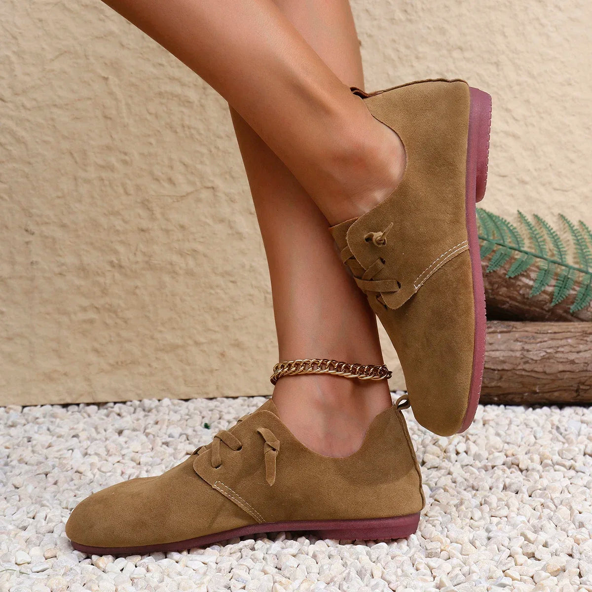 2025 Spring New Women's Flat Shoes Fashion Round Toe Flats Lightweight Lace-up Single Shoes Outdoor Casual Shoes Size 36-43 Viralgem Store