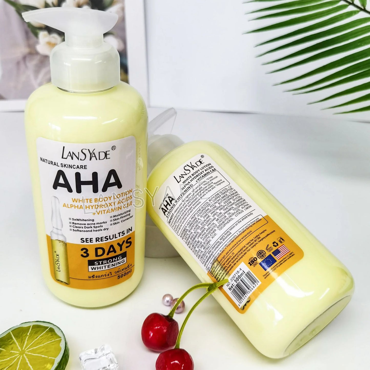 500ml Whitening Body Lotion ALPHA Hydroxy Acids+Vitamin C&E See Results In 3 Days Moisturizing Lightening Body Cream Lotion Skin
