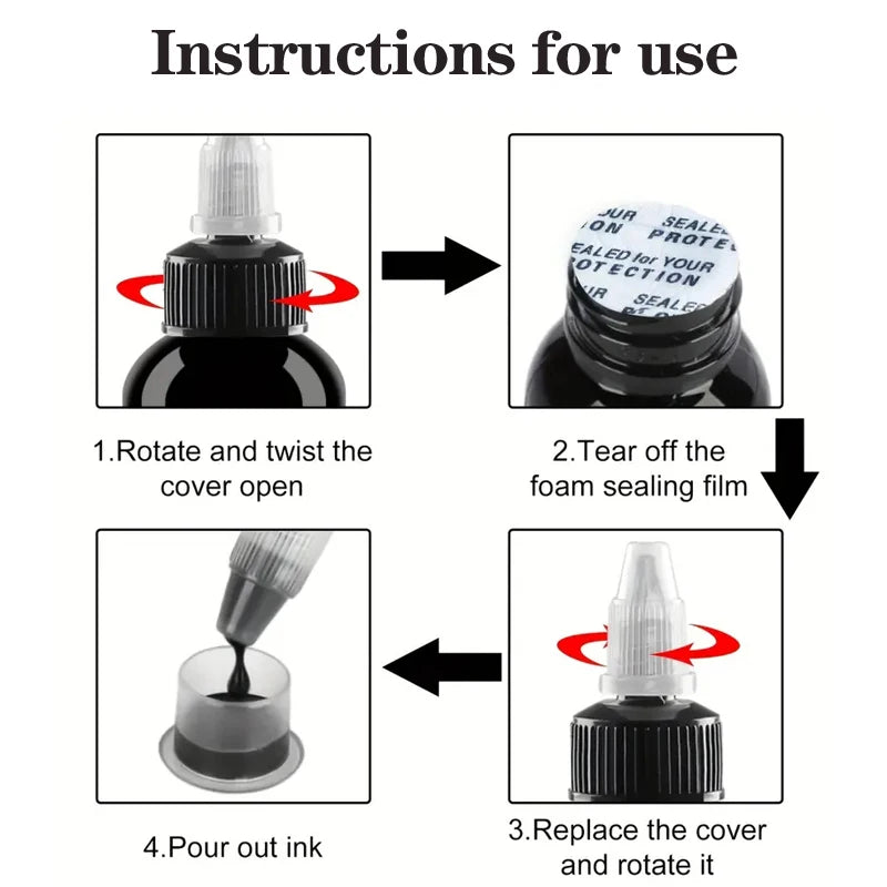 60ml red/black Tattoo Ink Pigment with box Body Art Tattoo Kits Professional Beauty Paints Makeup Tattoo Supplies Semi-permanent Viralgem Store