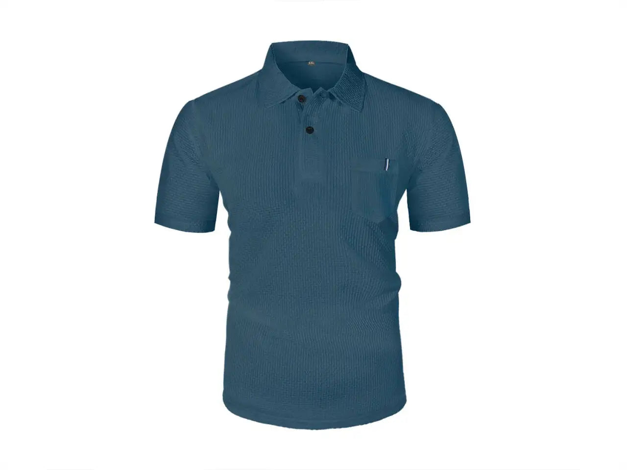 Summer ice silk lapel pocket POLO shirt, men's short-sleeved T-shirt, men's clothing top