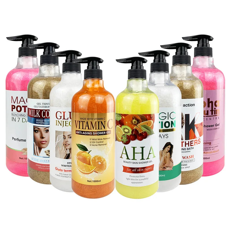 1000ml Vitamin C Body Lotion Anti-aging Shower Gel AHA and Arbutin Beauty Skin Body Wash for Dropshipping Viralgem Store