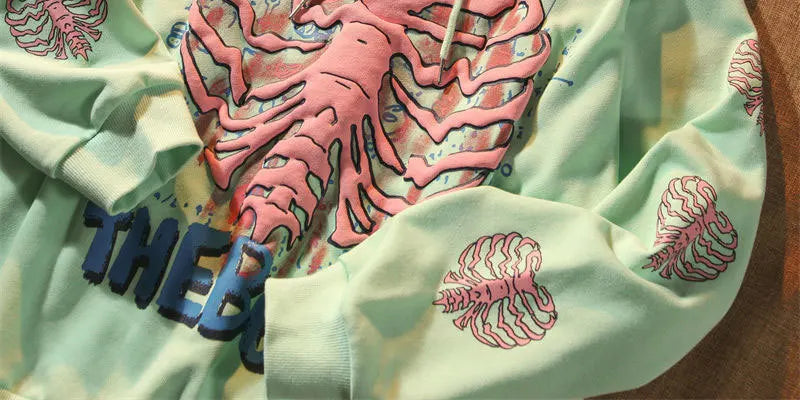 Y2K Pink Skeleton Hoodies Women Autumn Streetwear pullover Goth  Sweatshirts Harajuku Grunge Oversized Winter Hoodies Female