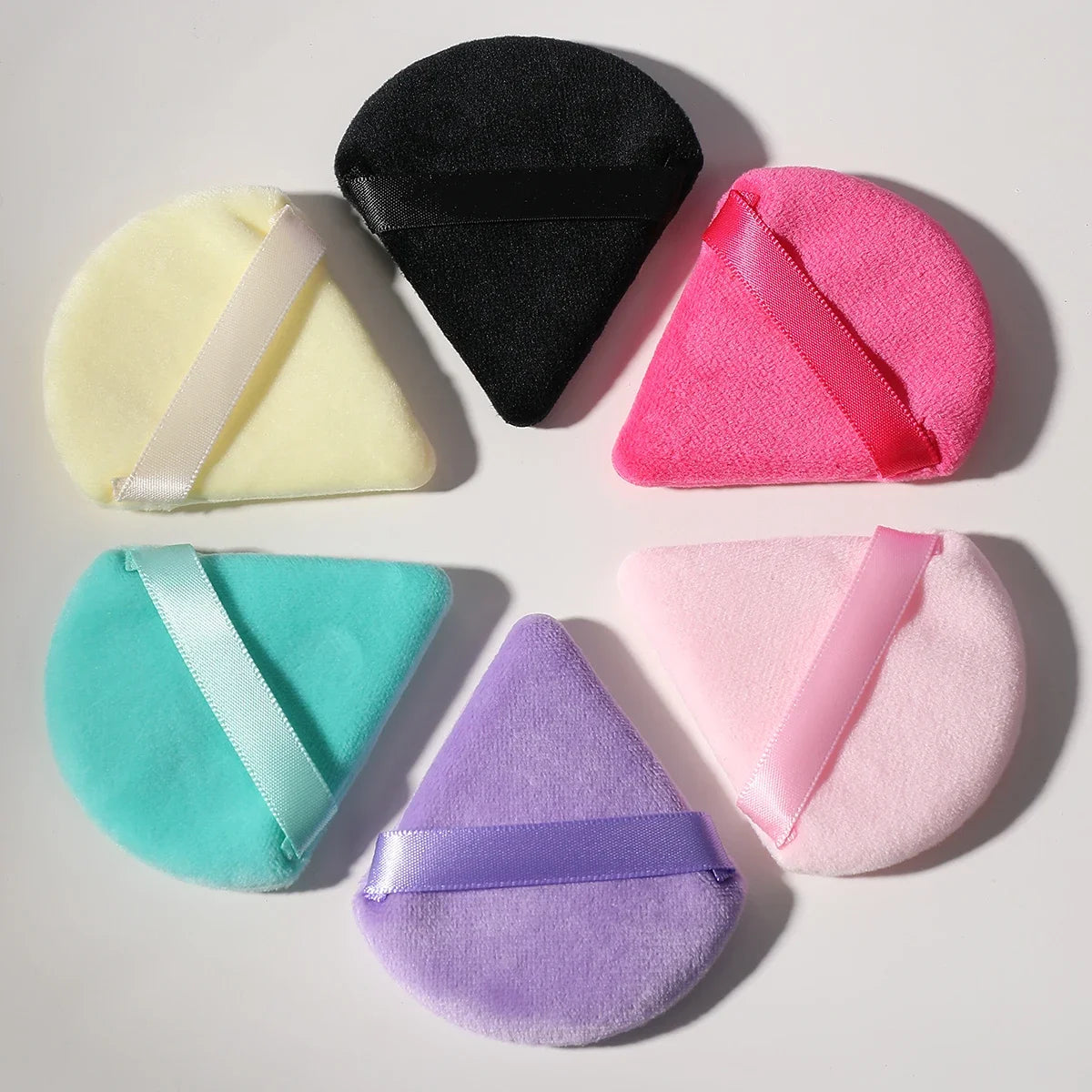 10/20Pcs Triangle Velvet Powder Puff Pizza Flours Mini Face Makeup Sponge Cosmetics Washable Lightweight Makeup Tool