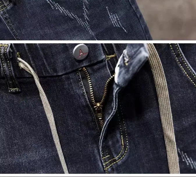 2025 Spring and Autumn New Fashion Trend Elastic Straight Leg Jeans Men's Casual Loose Comfortable High Quality Denim Pants 36