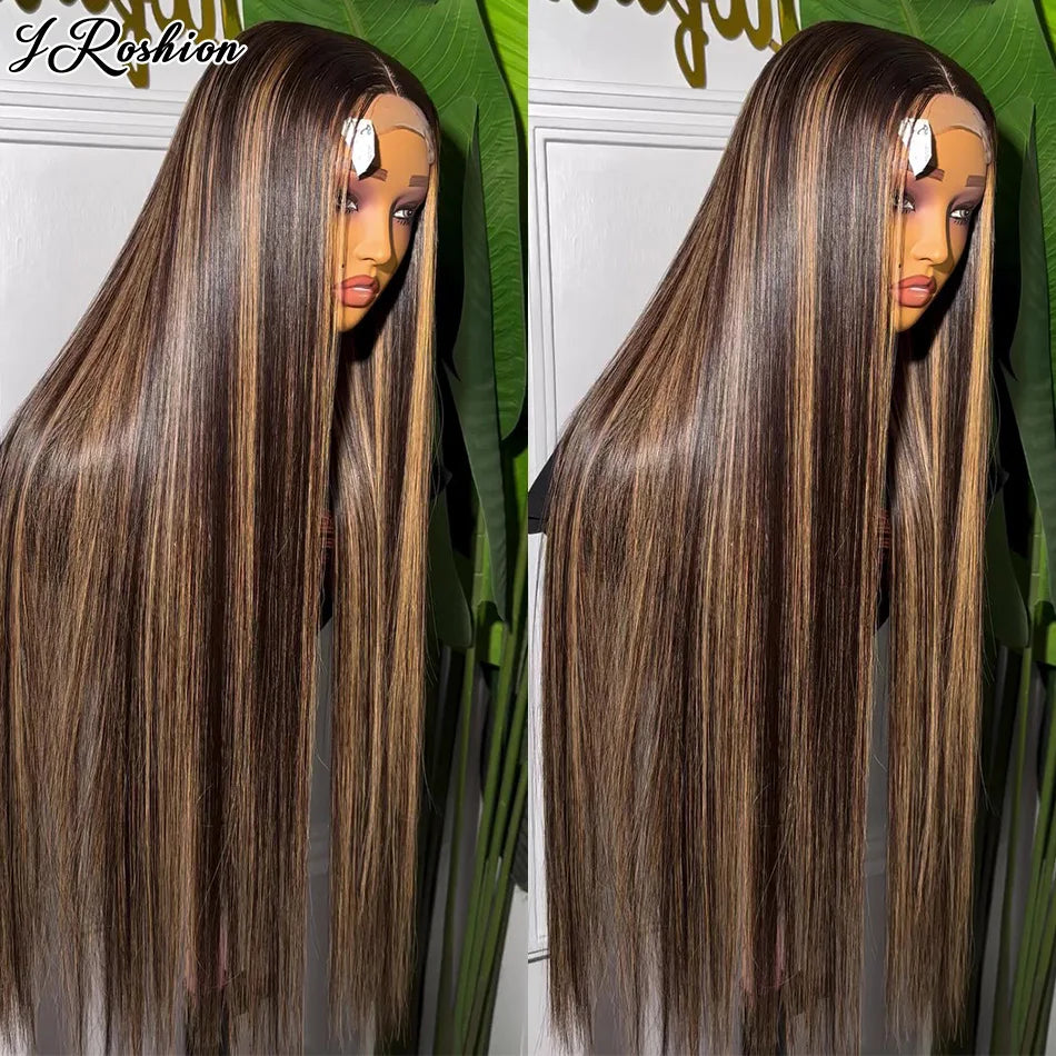 30 38 Inch Bone Straight Highlight Wigs Honey Brown13x6 HD Lace Front Wig Brazilian Ombre Color 13x4 Lace Frontal Wig Human Hair Viralgem Store