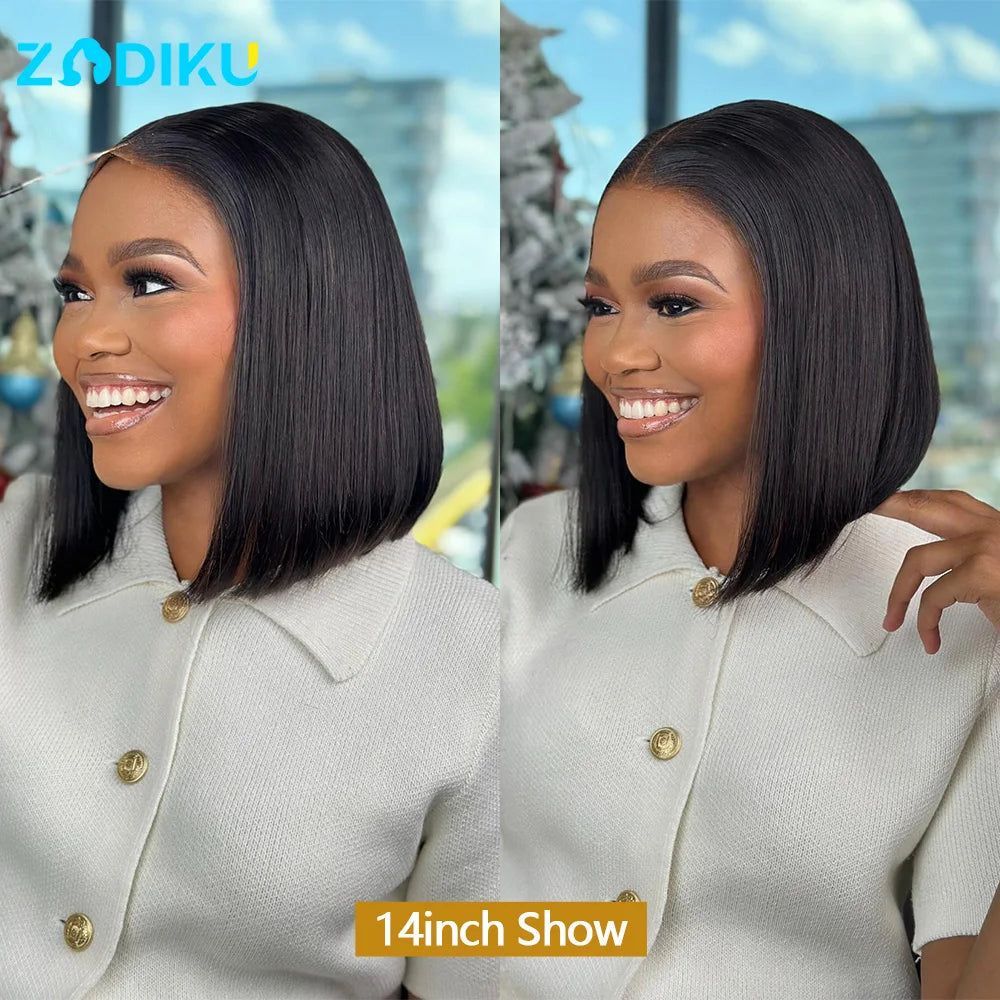 ZIDIKU 10-16inch Glueless Wigs Human Hair Straight Human Hair Bob Wig 100 Human Hair 4x4 Lace Black Wigs On Clearance Sale Wowan Viralgem Store