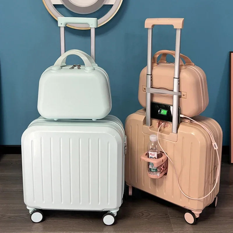 18/20 Inch Suitcase Boarding Multifunctional Travel Suitcase Student Password Trolley Case Rolling Luggage Bag with Cup Holder Viralgem Store