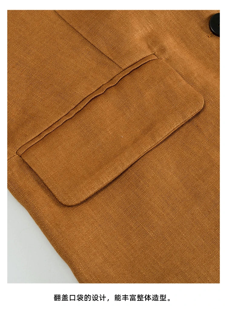 100% Linen Women Blazer Casual Notched Collar Long Sleeve Singgle Breasted Office Lady Outerwear Stylish Tops Retro Coat Viralgem Store