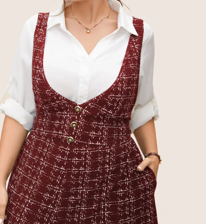 2025 Women's Sleeveless Oversized Jumpsuit Overalls Ladies Sexy Plaid Deep V Neck Wide Leg Pants Jumpsuits with Buttons Pockets Viralgem Store