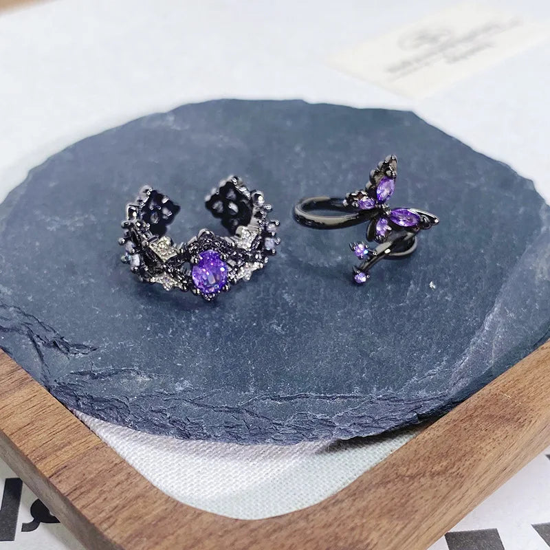 2025 Dark Gothic Irregular Zircon Adjustable Unisex Ring