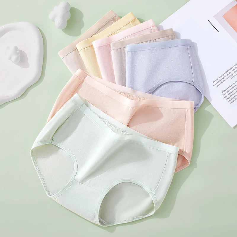 7Pcs Cotton Women's Panties Breathable Underwear Seamless Girls Briefs Solid Panty Soft Underpants Sexy Low-Rise Female Lingerie