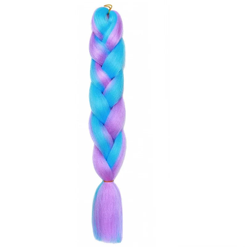 24Inch Synthetic Braiding Hair Extension Ombre Color Rainbow DIY Jumbo Hair Pink Red Blue Hairstyle for Women Viralgem Store