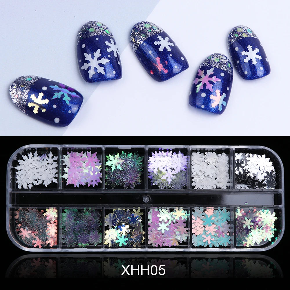 12 Grids Opal Dream Crystal Sequins Nail Flake Galaxy Iridescent Aurora 3D Paillette for Winter Autumn Manicure Decoration SWYFH Viralgem Store