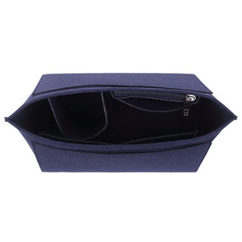 Women Make Up Organizer Felt Insert Bag with Multiple Pockets Travel Handbag Large Liner Cosmetic Bags Fit Longchamp Bag