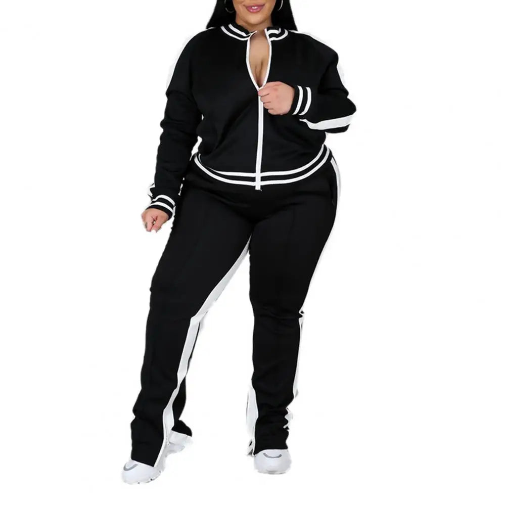 2025 Women Tracksuit Jogging Suit Plus Size Zip-up Long Sleeve Sweatsuit with Trousers Loose Fit Tracksuit Sports Casual Outfit Viralgem Store