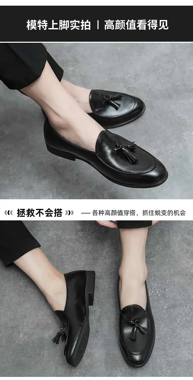 2023 New Classic Men Business Shoes British Breathable Simple Tassel Leather Shoes Style Casual Dress Shoes Mens Size 38-46 Viralgem Store