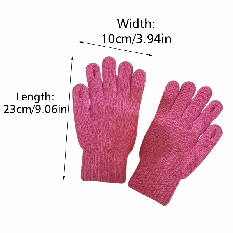 1Pair Autumn Winter Warm Gloves Wool Knitted Touchscreen Gloves Full Finger Mittens Outdoor Skiing Ride Casual Windproof Guantes