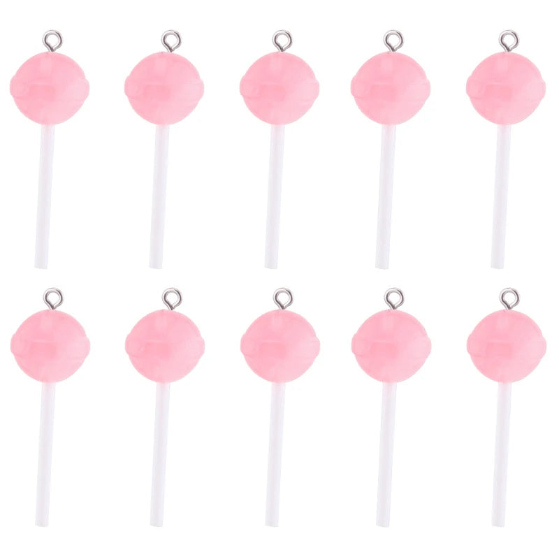 10Pcs Sugar Candy lollipop Resin Charms Diy Findings Kawaii 3D Keychain Earring Pendant Charms For Jewelry Making Suppplies