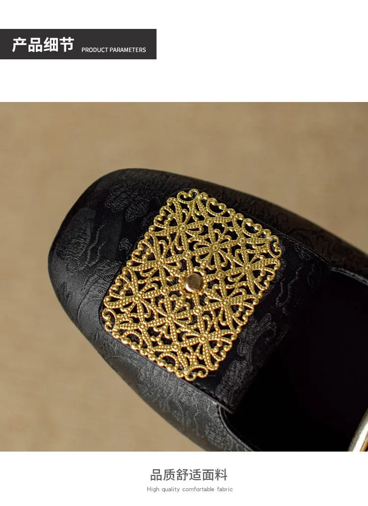 2024 Summer Elegant Sandals Women New Rhinestones Fashion Dress Half Slippers Baotou Women's Temperament Chinese Style Slippers