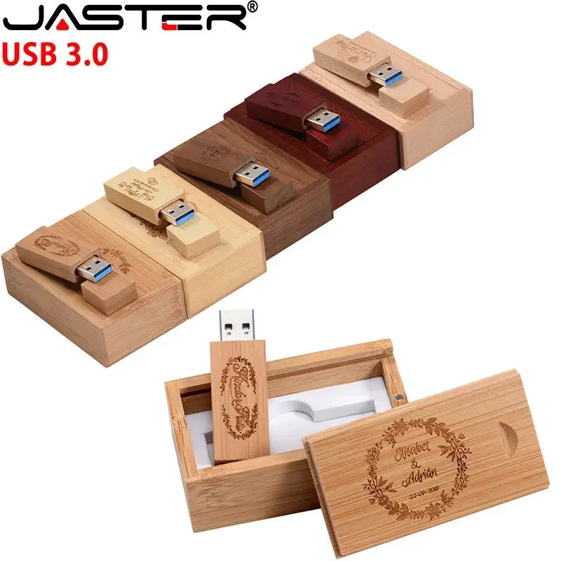 Wooden USB 3.0 Flash Drive 128GB High Speed Pen Drive 64GB Free Custom Logo Memory Stick Photography Wedding Gifts Pendrive 32GB