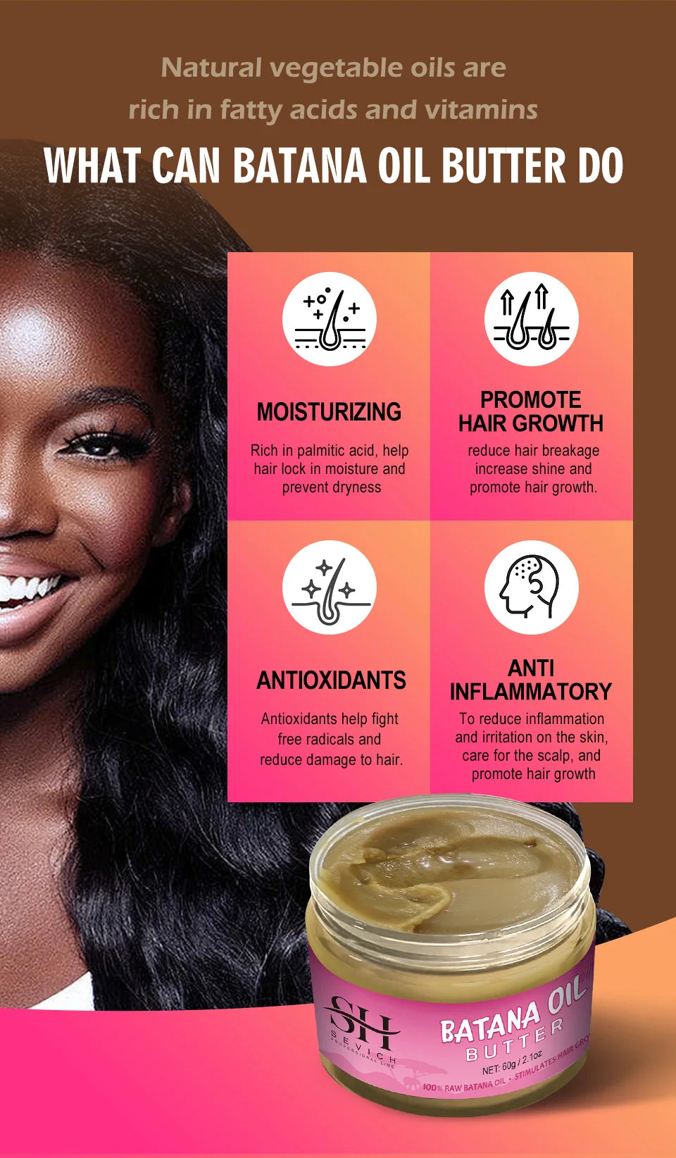 2023 Batana Hair Growth Oil For Black Women 100% Natural Batana Butter For Hair Loss Treatment For Black Men & Women Hair Care