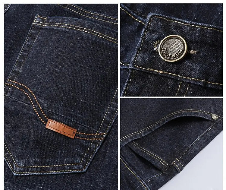 2024 Spring and Autumn New Fashion Trend Solid Color Straight Leg Jeans Men's Casual Relaxed Comfortable Breathable Trousers